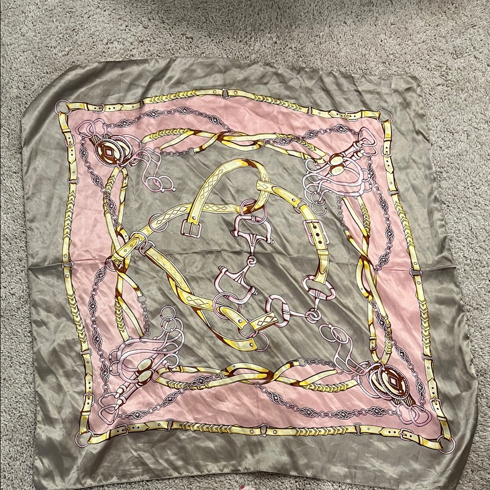 Silk Scarf with Equestrian Print